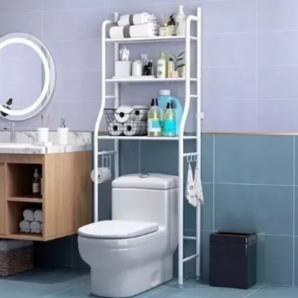 Mueble Organizador de Baño Toilet Rack - Estante de Metal en Color Blanco