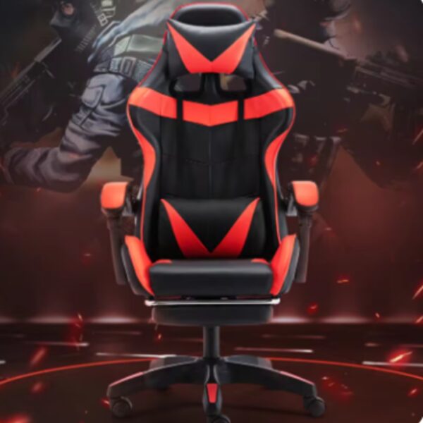 Silla Gamer Ergonómica Reclinable Giratoria Posa Pies Cómoda, Material Del Tapizado Vinipiel