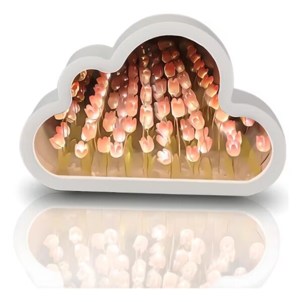 Lámpara decorativa en forma de nube con tulipanes luminosos